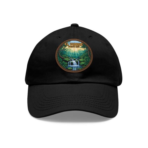 El Yunque Puerto Rico Leather Patch Hat - Tropical Waterfall Cap, Retro Adventure Gift, National Forest Travel Apparel