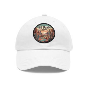 El Paso Texas Hat - Leather Patch Baseball Cap with Desert Cactus & Mountains, Retro Travel Dad Hat, City Vibes Apparel Souvenir