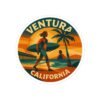 7408342737878517862_1200.jpeg Ventura California Surf Sunset Sticker - Retro Round Beach Decal, Artistic Coastal Vibes, Waterproof Vinyl for Laptops and Bottles