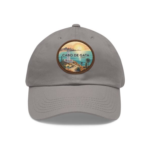 Cabo de Gata Hat - Spain Leather Patch Cap, Retro Coastal Sunset Design, Mediterranean Travel Souvenir, Unique Beach Town Gift