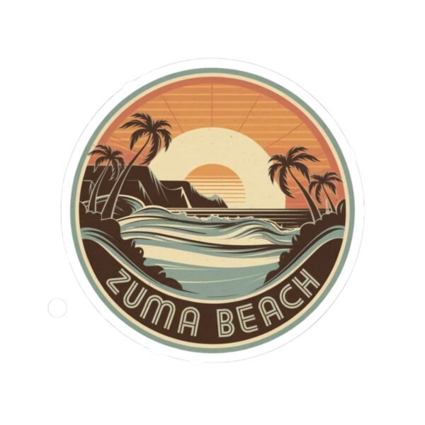 Retro Zuma Beach California Sticker - Vintage Sunset Coastal Art for Surf Lovers