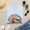 Capybara T-Shirt - More Capy Less Drama Funny Animal Tee - Chill Capybara Riding Crocodile Retro Sunset Graphic Shirt