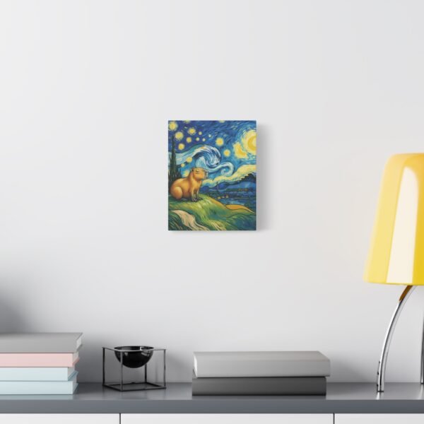 Canvas Print, Capybara Art - Tranquil Night Landscape Wall Decor, Whimsical Animal Illustration, Capybara Nation Collection, Nature Lover