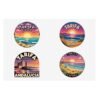 Tarifa España Sticker Pack - Retro & Pixel Art Travel Badge Set of 4, Sunset Beach Coastal Stickers, Andalusia Spain Souvenir