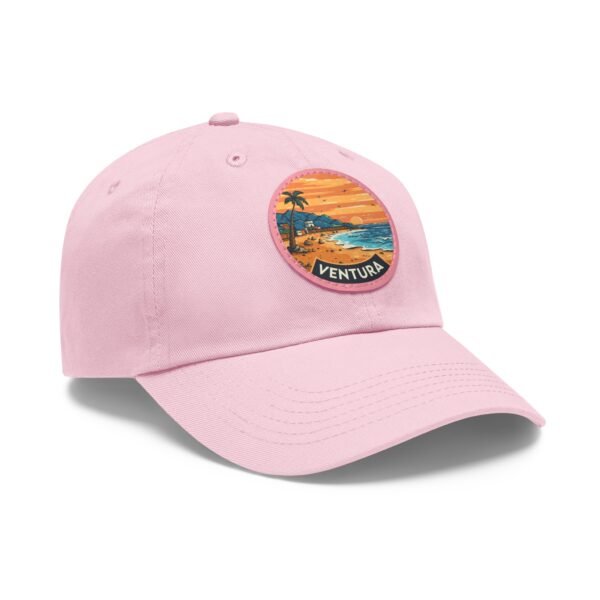 Ventura Hat - PU Leather Patch Retro Sunset Beach Baseball Cap, California Coastal Souvenir