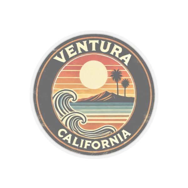 Stickers - Ventura California Beach Sunset Design - Coastal Vibes, Kiss-Cut Stickers, Laptop Decals, Water Bottle Stickers, Scrapbooking,