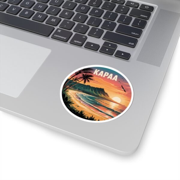 Kapaa Hawaii Sticker - Retro Coastal Sunset Art with Nounou Mountain & Coconut Coast - Tropical Travel Souvenir Decal
