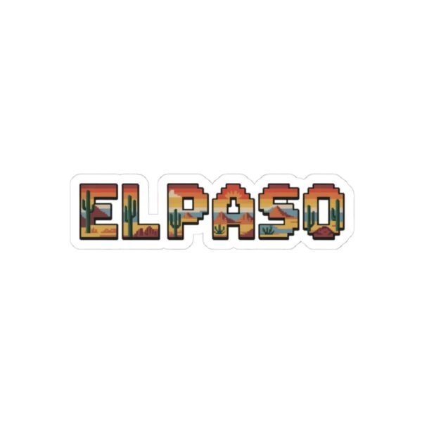 El Paso Pixel Art Sticker | Texas Desert Sunset Decal | Retro 8-Bit Gaming Style | Vinyl Sticker for Laptop | Texas Gift Idea