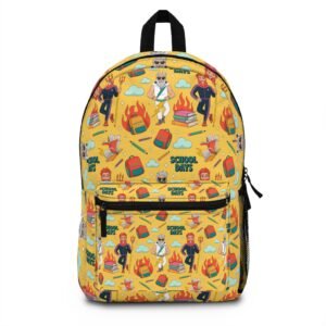 School Days Backpack - Mythology-Inspired Pattern Featuring Zeus & Hades - Funny Cartoon Bag for Students and Teachers