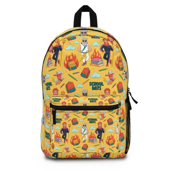 School Days Backpack - Mythology-Inspired Pattern Featuring Zeus & Hades - Funny Cartoon Bag for Students and Teachers