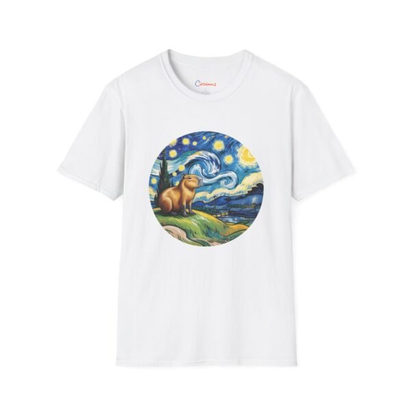 Capybara Starry Night T-Shirt, Artistic Style Tee, Whimsical Animal Graphic Shirt, Painting Inspired Tee, Softstyle Tee, Art Lover