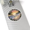 Zuma Beach California Sticker - Retro Pixel Art Coastal Decal, 3x3" Oval Vinyl Sticker for Laptops, Water Bottles & Beach Vibes Lovers