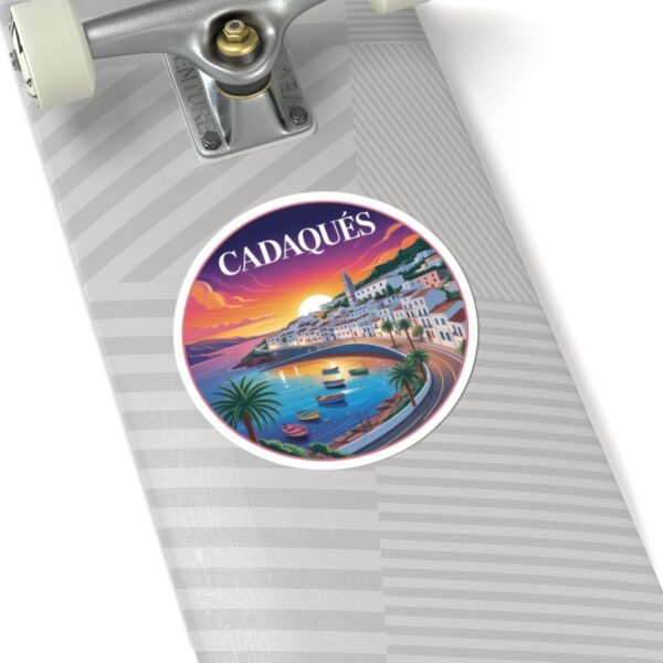 Cadaqués Spain Sunset Sticker - Coastal Village Art, Travel Souvenir, Vibrant Mediterranean Seaside, Spanish Town Scenic Gift