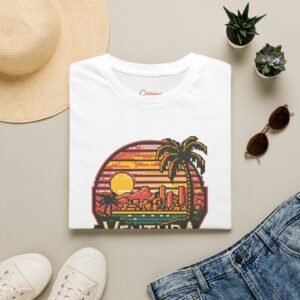 Ventura Sunset Pixel Art California Dream Unisex Softstyle T-Shirt, Graphic Tee, Vintage Style Shirt, Retro Tshirt, Beach Lover Gift