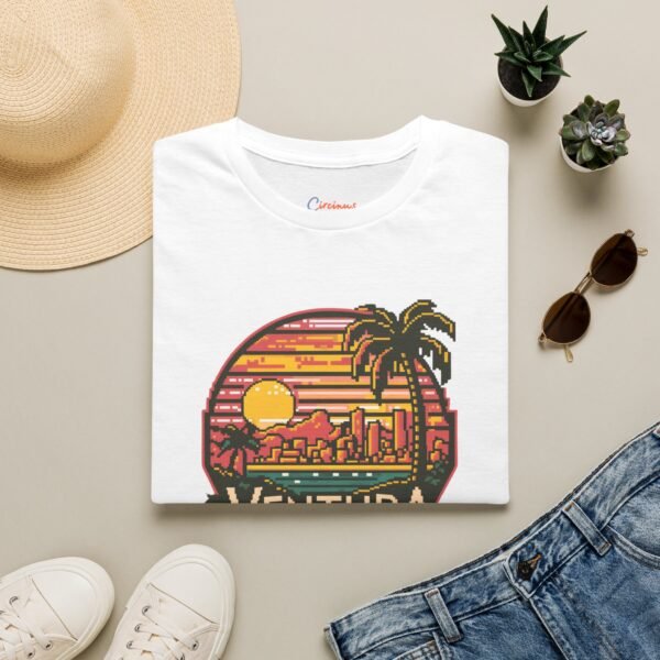 Ventura Sunset Pixel Art California Dream Unisex Softstyle T-Shirt, Graphic Tee, Vintage Style Shirt, Retro Tshirt, Beach Lover Gift