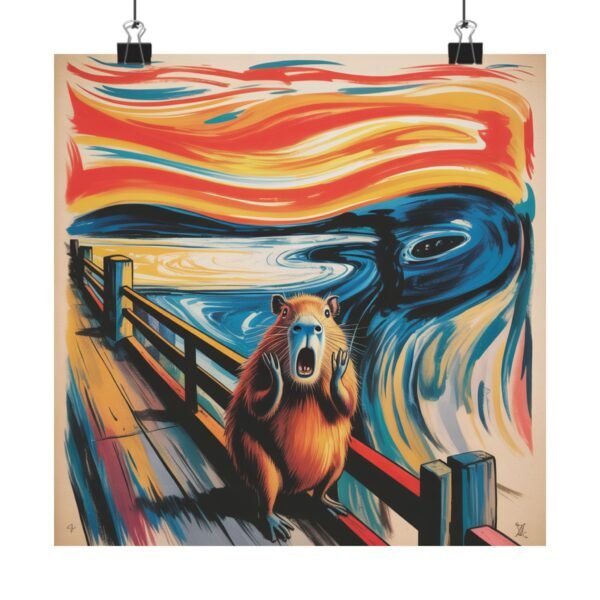 7965543596188139995_2048.jpeg Capybara Scream Poster - Funny Expressionist Parody Wall Art, Surreal Animal Print Inspired by Munch, Unique Capybara Decor