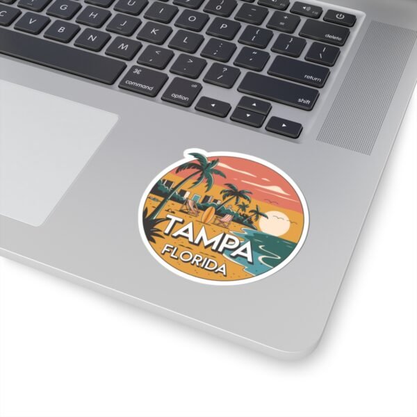 Tampa Florida Sticker, Retro Beach Sunset Decal, Surf & Palm Trees, Travel Souvenir, Coastal Laptop Sticker, Hippie Van Decor, Vacation Gift