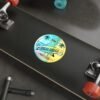 Zuma Beach Holographic Sticker - Cool Seagull Surfboard, Retro Summer Vibes, California Coastal Decor, Laptop & Water Bottle Vinyl Decal