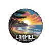 Carmel-by-the-Sea Sticker - Pixel Art Sunset Ocean Waves and Cliffside Design - Retro 8-Bit California Coastal Travel Souvenir Decal