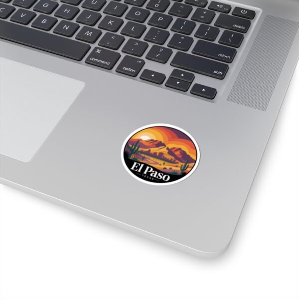 El Paso Texas Sticker - Franklin Mountains Sunset Desert Vinyl Decal, Southwest Cactus Landscape Art, Travel Souvenir for Laptops
