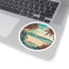 Tampa Florida Sticker - Vintage Coastal Pier Sunset Design with Palm Trees, Seagulls and Ocean Waves - Retro Travel Beach Souvenir