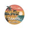 Tampa Florida Sticker, Retro Beach Sunset Decal, Surf & Palm Trees, Travel Souvenir, Coastal Laptop Sticker, Hippie Van Decor, Vacation Gift