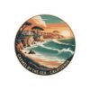 Carmel-by-the-Sea California Sticker - Retro Coastal Sunset Cliff and Ocean Waves Design - Vintage Travel Souvenir Vinyl Decal