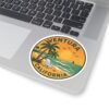 Stickers, Vintage Ocean Art, California Sunset Design, Coastal Landscape Illustration, Surf & Sail Graphic