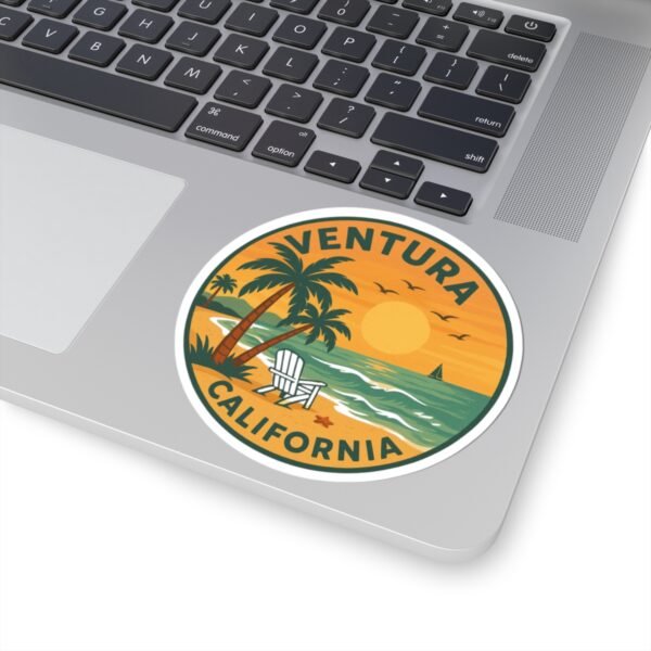 Stickers, Vintage Ocean Art, California Sunset Design, Coastal Landscape Illustration, Surf & Sail Graphic