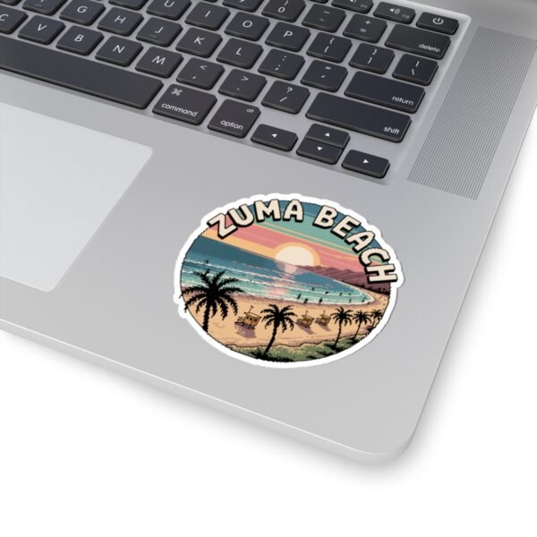 Zuma Beach Pixel Art Sticker - Retro California Sunset Surf Vibes