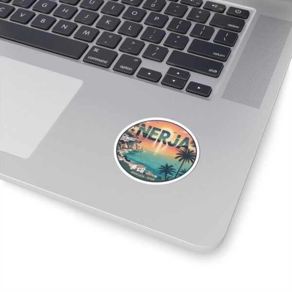 Nerja Spain Sticker - Retro Coastal Sunset Design | Andalucía Travel Vinyl Decal | Mediterranean Beach Art for Laptop & Bottle