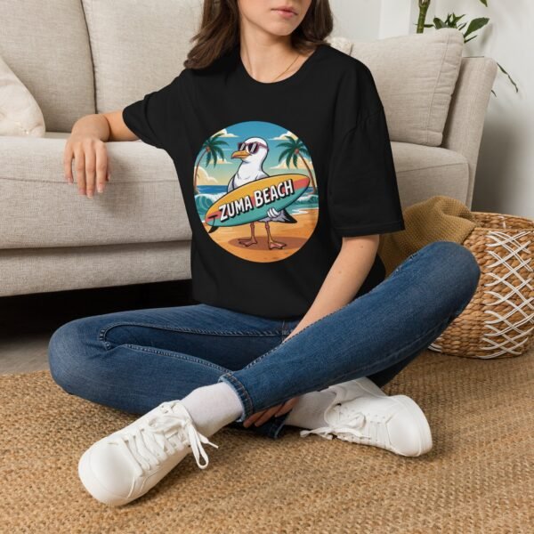 Zuma Beach Seagull T-Shirt - Fun Cartoon Tee, Summer Surf Vibes, California Beach Shirt, Cool Seagull Graphic Shirt