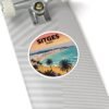 Sitges Spain Sticker - Retro Sunset Beach Art, Mediterranean Travel Decal, Spanish Coastal Town Souvenir, Palm Trees Ocean View