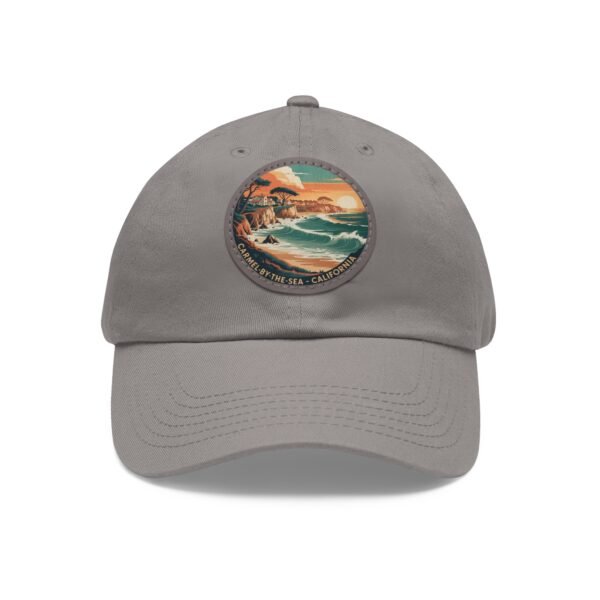 Carmel by the Sea Hat - Retro Coastal Leather Patch Cap, California Ocean Sunset Embroidery Style