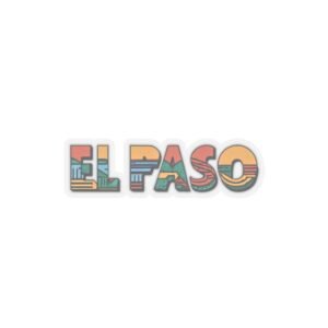 El Paso, Texas City Drawing Stickers, Minimalist Southwest Desert Decor Decals, Colorful USA Travel Planner Accessories, Urban Home Office