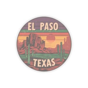 Desert Sunset Kiss-Cut Stickers | El Paso Texas, Cactus and Rocks, Southwestern Decor, Laptop Decals, Wanderlust Travel Accessories