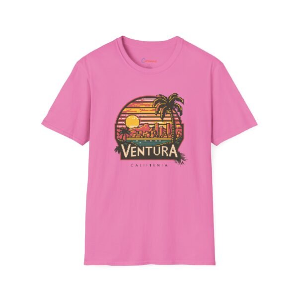 Ventura Sunset Pixel Art California Dream Unisex Softstyle T-Shirt, Graphic Tee, Vintage Style Shirt, Retro Tshirt, Beach Lover Gift