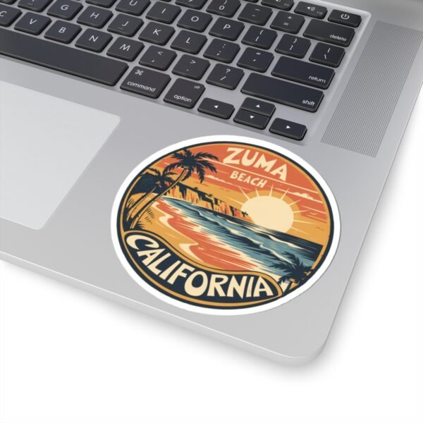 Zuma Beach, California - Vintage Sunset Sticker | Coastal Vibes & Palm Trees Emblem