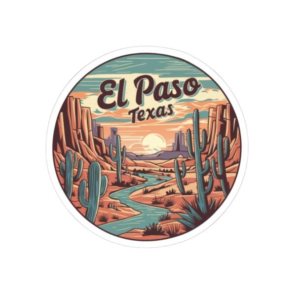 Southwest Sunset Kiss-Cut Stickers, El Paso Desert River Decal, Travel Gift, Souvenir, Laptop Decal, Journal Sticker, Water Bottle Decal