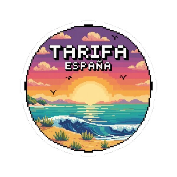 840329015645797002_1200.jpeg Tarifa España Sticker - Pixel Art Sunset Coastal Beach Design, Retro Travel Badge Vinyl Decal for Laptop, Water Bottle