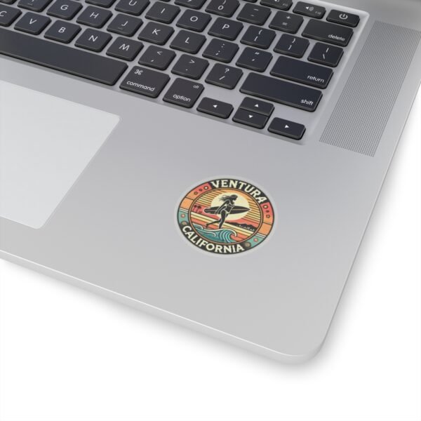 Kiss-Cut Stickers - Retro Ventura California Vintage Surf Girl Design, Beach Lover Decal, Laptop Sticker, Water Bottle Label, Scrapbook