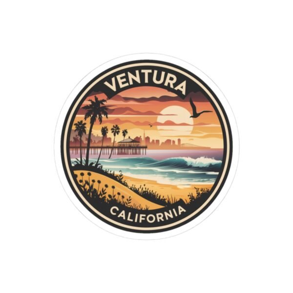 Sticker, Ventura California Sunset Paradise, Travel Stickers, Laptop Decal, Phone Sticker, Scrapbooking, Journaling Supplies