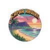 Kapaa Hawaii Pixel Art Sticker - Retro 8-Bit Beach Sunset with Nounou Mountain & Palm Trees - Vintage Gamer Travel Souvenir