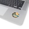 Tampa Florida Sticker - Retro Coastal Pier Art with Palm Trees, Ocean Waves and Sunset Beach Scene - Vintage Travel Souvenir