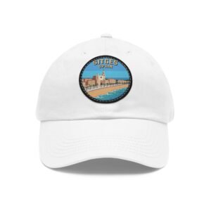 8518773684944083773_2048.jpeg Sitges Spain Hat - Coastal City Leather Patch Cap, Spanish Beach Town Souvenir Dad Hat, Barcelona Coast Travel Gift