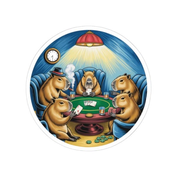 Capybara Poker Night Sticker - Funny Animal Card Game Vinyl Decal, Gambling Gift, Capybara Lover Decor, Retro Cartoon Art