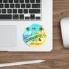 Zuma Beach Holographic Sticker - Cool Seagull Surfboard, Retro Summer Vibes, California Coastal Decor, Laptop & Water Bottle Vinyl Decal