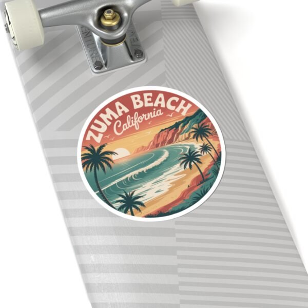 Zuma Beach California Retro Sunset Sticker - Vibrant Coastal Design for Beach Lovers & Surfers