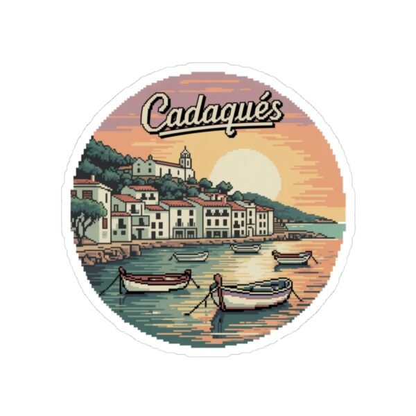 Cadaqués Pixel Art Sticker - Sunset Harbor Scene from Spain