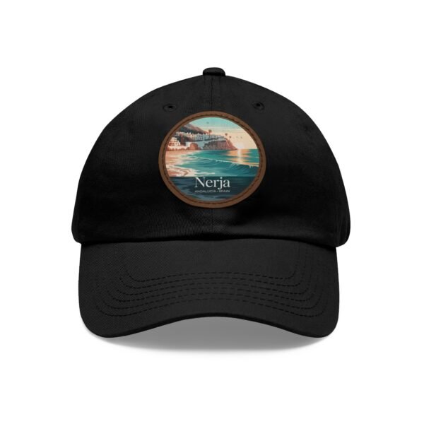 8573226582093014660_2048.jpeg Nerja Spain Hat - Coastal Sunset Leather Patch Cap | Andalucía Beachwear Gift for Travelers, Surfers & Dreamers